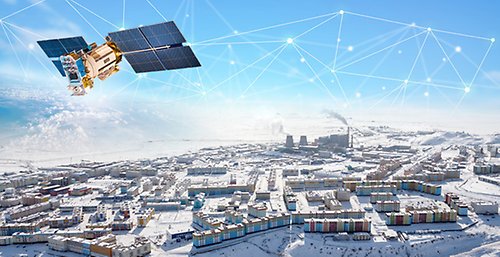 Satellit över vinterlandskap